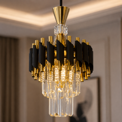 Candelabru Kimberly 3 Pendule Negru+Auriu