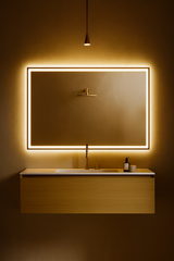 Oglinda LED Smart 120x80cm Senzor Miscare Dezaburire 3 Culori Luminoase Afisaj Ceas & Temperatura – Sticla Premium 5 mm