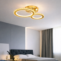 Lustra LED Cristale 94W 3 Tipuri de Lumini Auriu