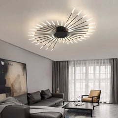 Lustra 28 LEDuri 112W Spiral cu Telecomanda 3 Tipuri de Lumini Negru
