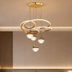 Pendul LED 50cm 120W Stace 3 Tipuri de Lumini Auriu