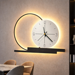 Aplica LED cu Ceas Viena 50cm Negru + Alb