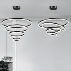 Pendul LED Diametru 80+60+40+20cm 220W cu Telecomanda Raven 3 Tipuri de Lumini Negru