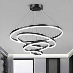 Pendul LED Diametru 80 + 60 + 40 + 20cm 220W cu Telecomanda Raven 3 Tipuri de Lumini Negru