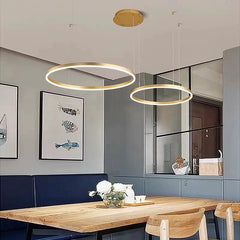 Pendul LED Diametru 60+40cm 114W cu Telecomanda Raven 3 Tipuri de Lumini Auriu