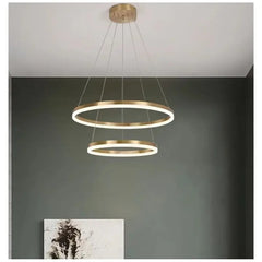 Pendul LED Diametru 60+40cm 100W cu Telecomanda Raven 3 Tipuri de Lumini Auriu