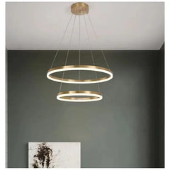 Pendul LED Diametru 60 + 40cm 100W cu Telecomanda Raven 3 Tipuri de Lumini Auriu