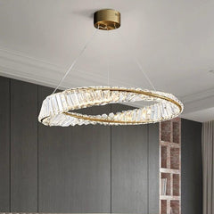 Pendul LED Diametru 40cm 48W Cristal cu Telecomanda Crystal 3 Tipuri de Lumini Auriu