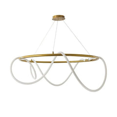 Pendul LED Diametru 60cm 70W cu Telecomanda Urban 3 Tipuri de Lumini Auriu