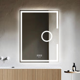 Oglinda LED Smart 60x80cm Senzor Miscare Lupa Dezaburire 3 Culori Luminoase Afisaj Ceas & Temperatura – Sticla Premium