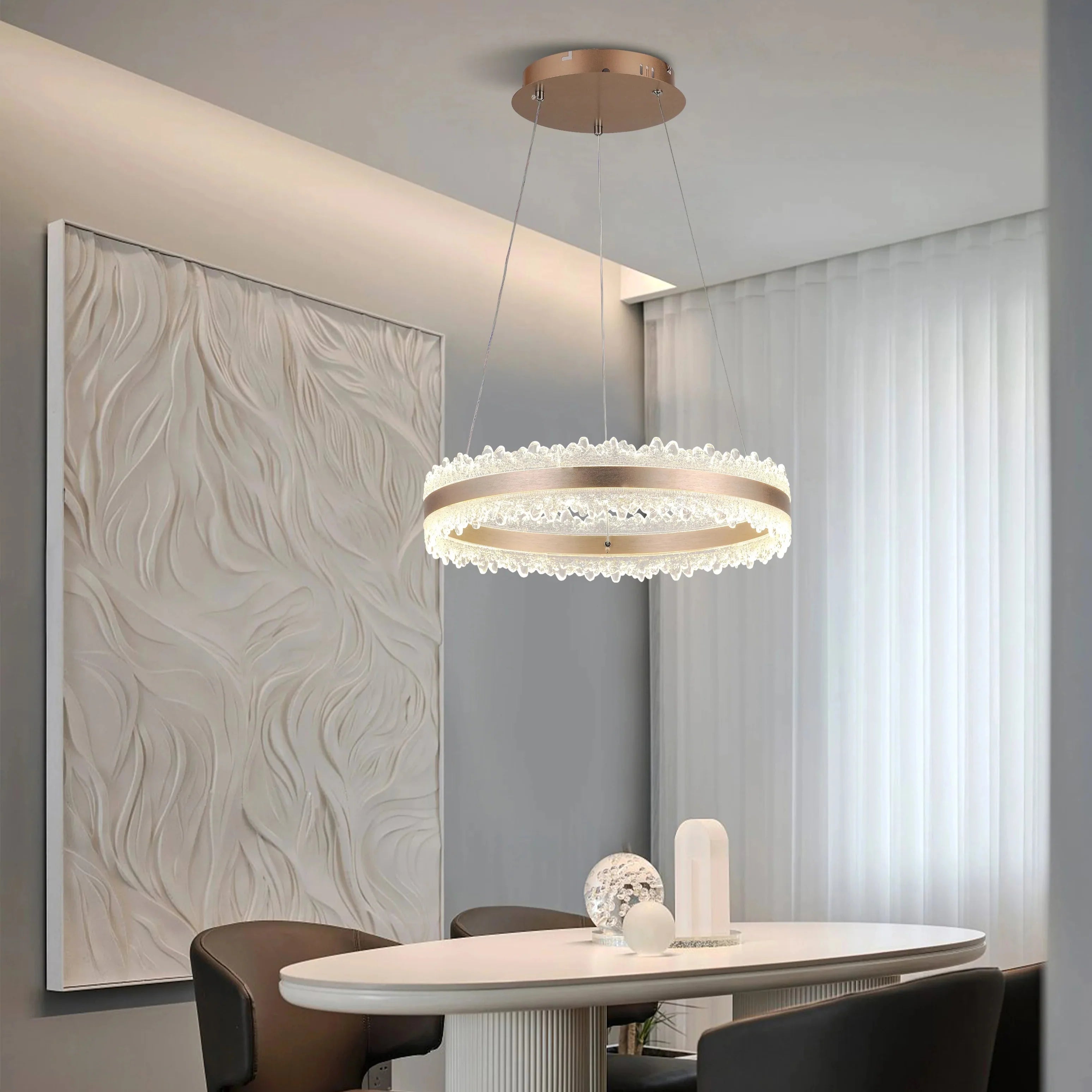 Pendul LED Diametru 50cm 144W Trinity Telecomanda 3 Tipuri de Lumini Maro