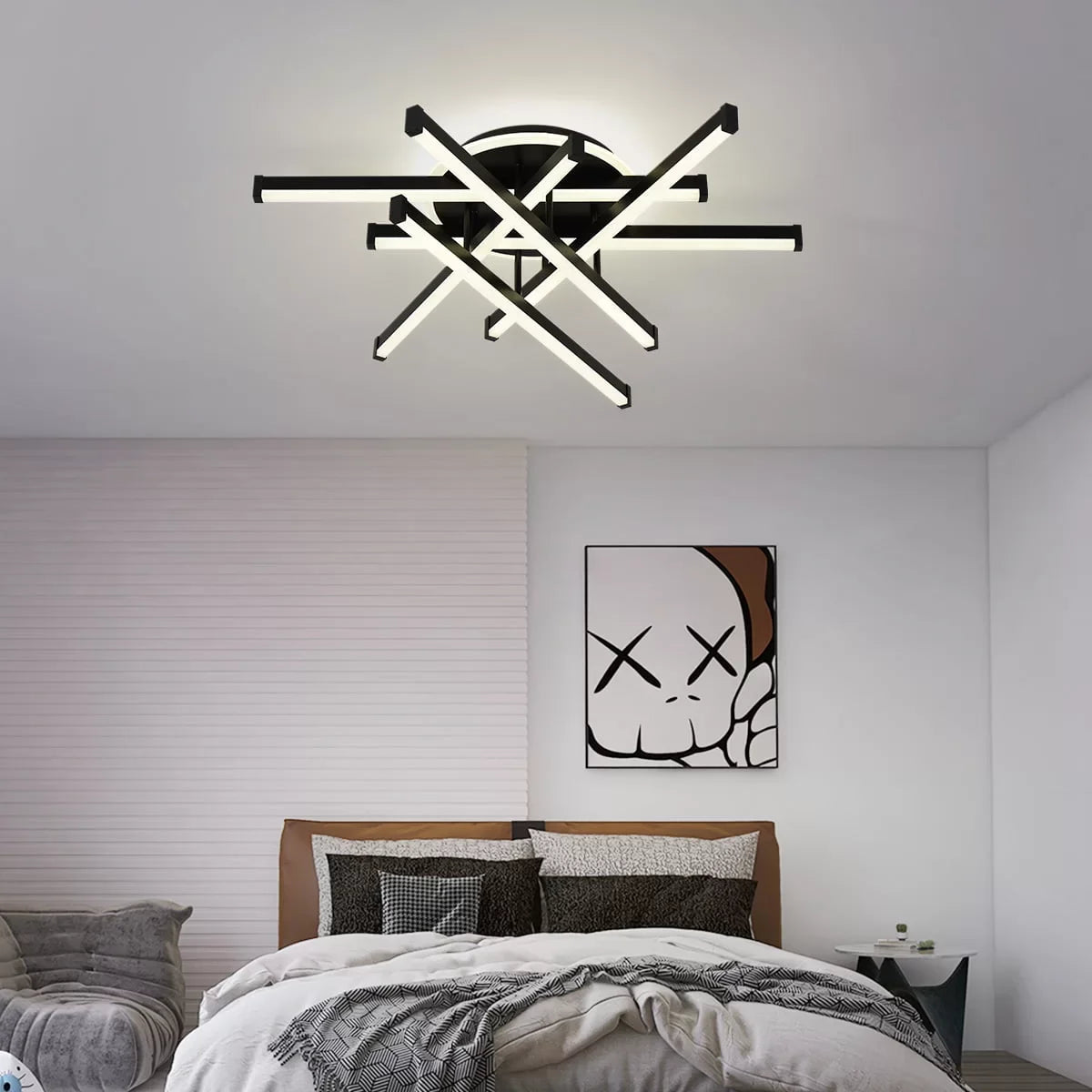 Lustra LED cu Telecomanda Zang 3 Tipuri de Lumini 150W Negru