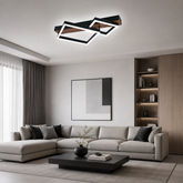 Lustra LED 72W Patrate si Lemn cu Telecomanda Negru
