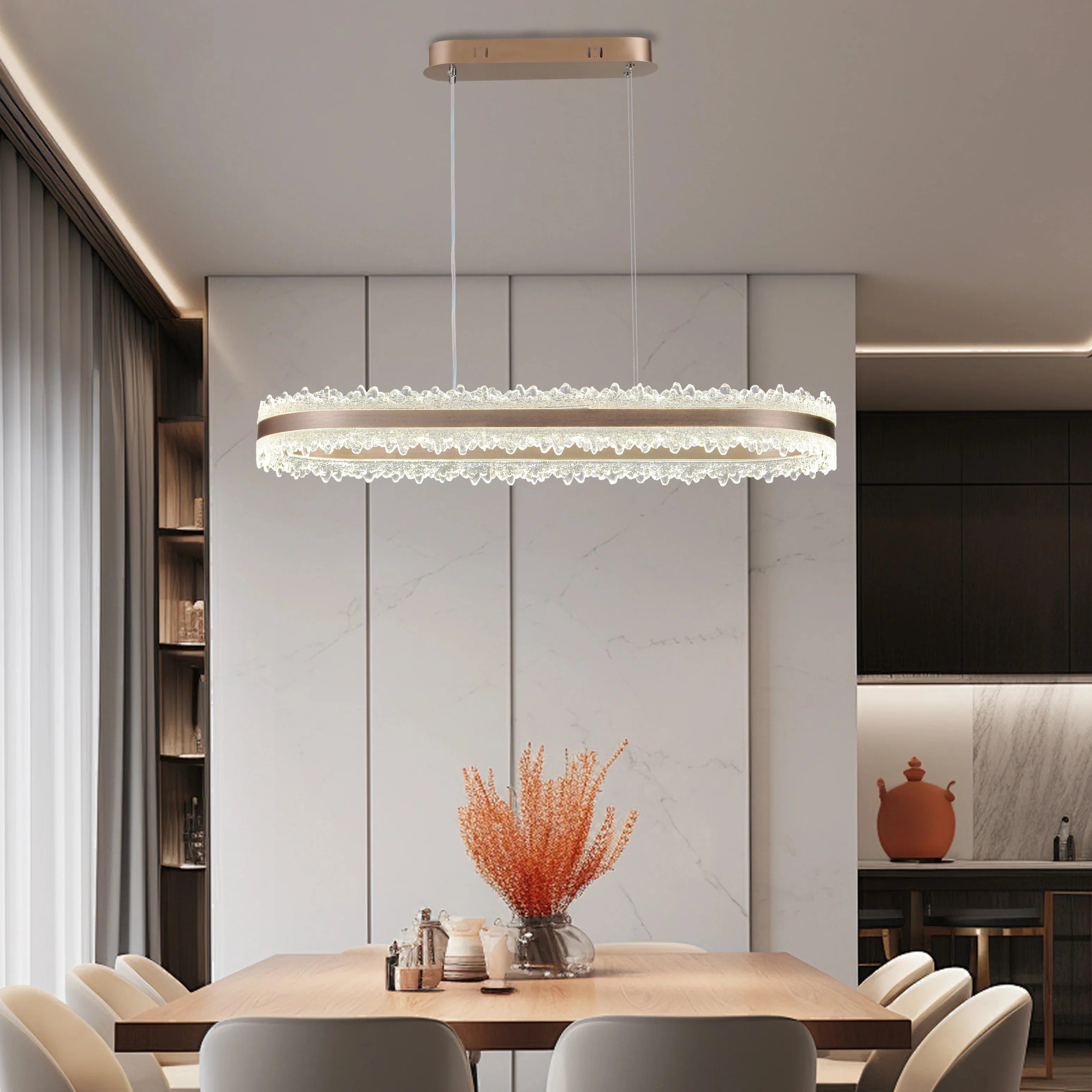 Pendul LED Diametru 90x30cm 200W Trinity Telecomanda 3 Tipuri de Lumini Maro