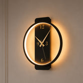 Aplica LED cu Ceas Viena 30cm Negru+Auriu