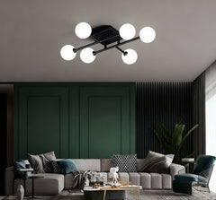 Lustra cu globuri albe 6XE27 78cm Negru