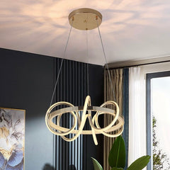 Pendul LED Martha 80W cu Telecomanda 3 Tipuri de Lumini Auriu