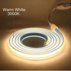 Banda LED COB 220V IP65 Lumina Calda 8W/m 100m/rola Alimentator Inclus