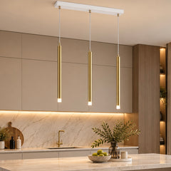 Lustra cu 3 Pendule LED 3 Lumini Alb+Auriu