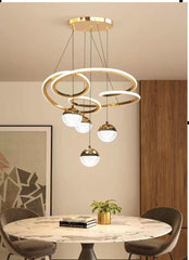 Pendul LED 50cm 120W Stace 3 Tipuri de Lumini Auriu
