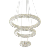 Pendul LED Diametru 60 + 40 + 20cm 120W Cristal cu Telecomanda Crystal 3 Tipuri de Lumini Crom