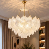 Candelabru Auriu cu Petale Albe Diametru 80cm