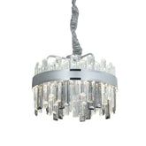 Pendul LED Diametru 40cm 92W Cristal cu Telecomanda Crystal 3 Tipuri de Lumini Argintiu