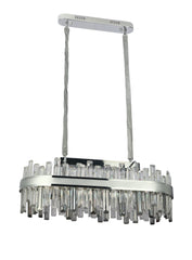 Pendul LED Diametru 80x30cm 140W Cristal cu Telecomanda Crystal 3 Tipuri de Lumini Argintiu