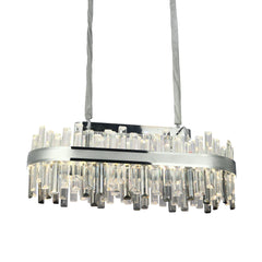 Pendul LED Diametru 80x30cm 140W Cristal cu Telecomanda Crystal 3 Tipuri de Lumini Argintiu