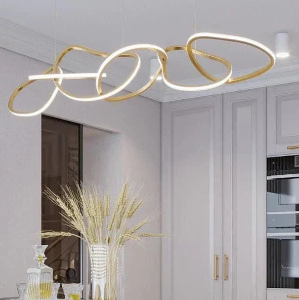 Pendul LED 100cm 119W cu Telecomanda Trinity 3 Tipuri de Lumini Auriu