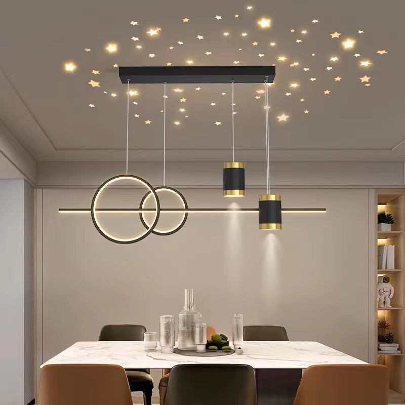 Pendul LED 80cm 120W cu Telecomanda Trinity 3 Tipuri de Lumini Negru + Auriu