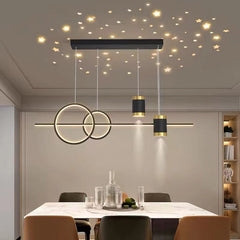 Pendul LED 80cm 120W cu Telecomanda Trinity 3 Tipuri de Lumini Negru + Auriu