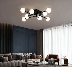 Lustra cu globuri albe 8XE27 78cm Negru