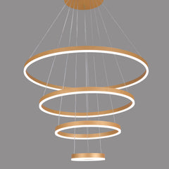 Pendul LED Diametru 80+60+40+20cm 220W cu Telecomanda Raven 3 Tipuri de Lumini Auriu