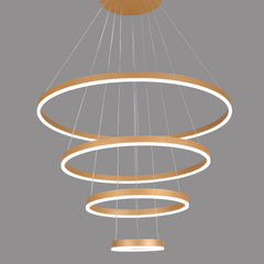 Pendul LED Diametru 80 + 60 + 40 + 20cm 220W cu Telecomanda Raven 3 Tipuri de Lumini Auriu