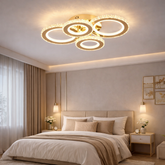Lustra LED Cristale 132W 3 Tipuri de Lumini Auriu