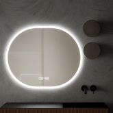 Oglinda LED Smart 80x60cm Senzor Miscare Dezaburire 3 Culori Luminoase Afisaj Ceas & Temperatura – Sticla Premium 5 mm