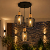 Pendul Rustic 30cm 3xE27 Metal+Lemn