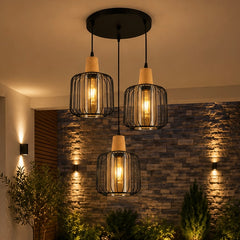 Pendul Rustic 30cm 3xE27 Metal+Lemn