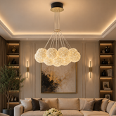 Pendul LED 7 Bile Cristale Glow Auriu