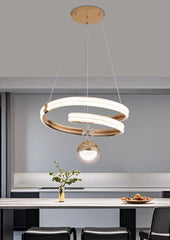 Pendul LED 48cm 107W Stace 3 Tipuri de Lumini Auriu