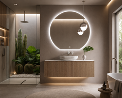 Oglinda LED Premium 80x75cm Touch, 3 Culori Luminoase