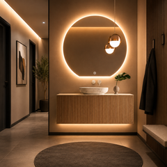 Oglinda LED Premium 80x75cm Touch, 3 Culori Luminoase