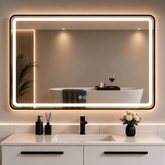 Oglinda LED Rama Neagra 120x80cm Touch, Dezaburire, 3 Culori Luminoase