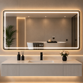 Oglinda LED Rama Neagra 150x80cm Touch, Dezaburire, 3 Culori Luminoase