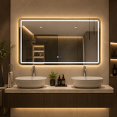 Oglinda LED Rama Aurie 150x80cm Touch, Dezaburire, 3 Culori Luminoase