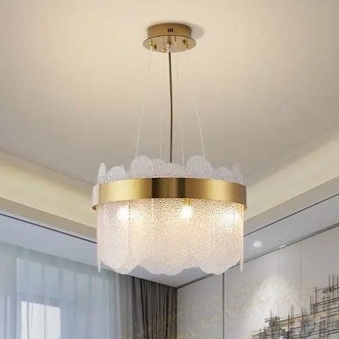 Pendul LED Diametru 40cm 60W Cristal cu Telecomanda Spino 3 Tipuri de Lumini Auriu