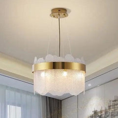 Pendul LED Diametru 40cm 60W Cristal cu Telecomanda Spino 3 Tipuri de Lumini Auriu