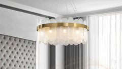 Pendul LED Diametru 60cm 100W Cristal cu Telecomanda Spino 3 Tipuri de Lumini Auriu
