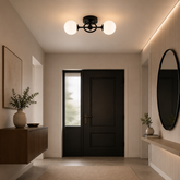 Lustra cu globuri albe 2XE27 48cm Negru